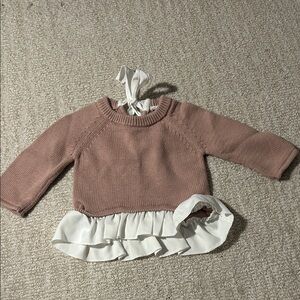 Jamie Kay baby girl pink knit sweater with ruffle detail